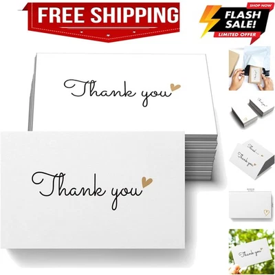 100 Little Thank You Cards Gold Heart Design Bulk Thank you Notes for All Occ... - Изображение 1 из 4