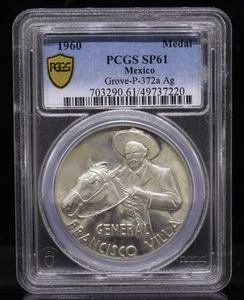 1960 Mexico General Francisco "Pancho" Villa Medal PCGS SP61 - Picture 1 of 4