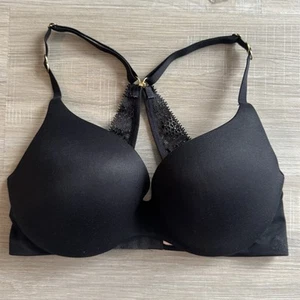 Victorias Secret Incredible Padded No Wire Bra 32C Black T Back - Picture 1 of 7