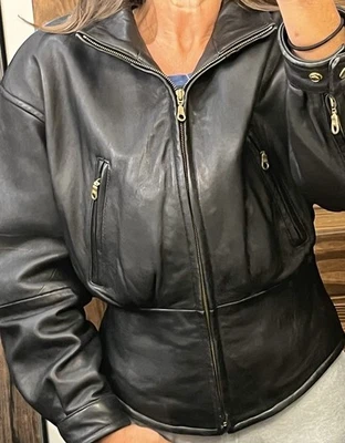Tannery West women size Small Leather Bomber jacket black Super Soft - Image 1 of 4