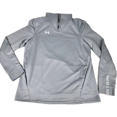 Under Armour UA Jacket Womens Medium Command Warmup 1/4 Zip Gray Vented Gorpcore - Image 1 of 4