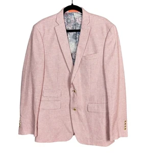 Abrigo deportivo Tallia para hombre 42 R rosa a cuadros calce albañil pata de gallo lino moderno - Imagen 1 de 11