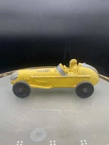 Vintage 1950s Auburn Rubber Co Yellow & Silver IndyCar Style Racing Car w/Driver - Picture 1 of 6