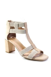 Donald J Pliner Womens Stretch Strappy Zip Up Sandals Heels Beige Size 8.5M - Picture 1 of 5