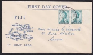 FIJI 1956 1d (2) FDC - Govt Buildings Suva cds.............................C1099 - Picture 1 of 1