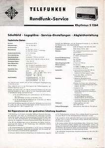 Service Manual-Anleitung für Telefunken Rhythmus S 1264  - Bild 1 von 1