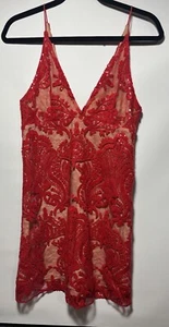 Intimate Free People That Girl Pailletten Slip transparentes Kleid rot Gr. Small - Bild 1 von 7