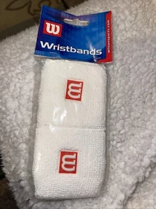 NWT Wilson Pack Of 2 White With Red Micro-Dry Wristbands Vintage - Picture 1 of 2