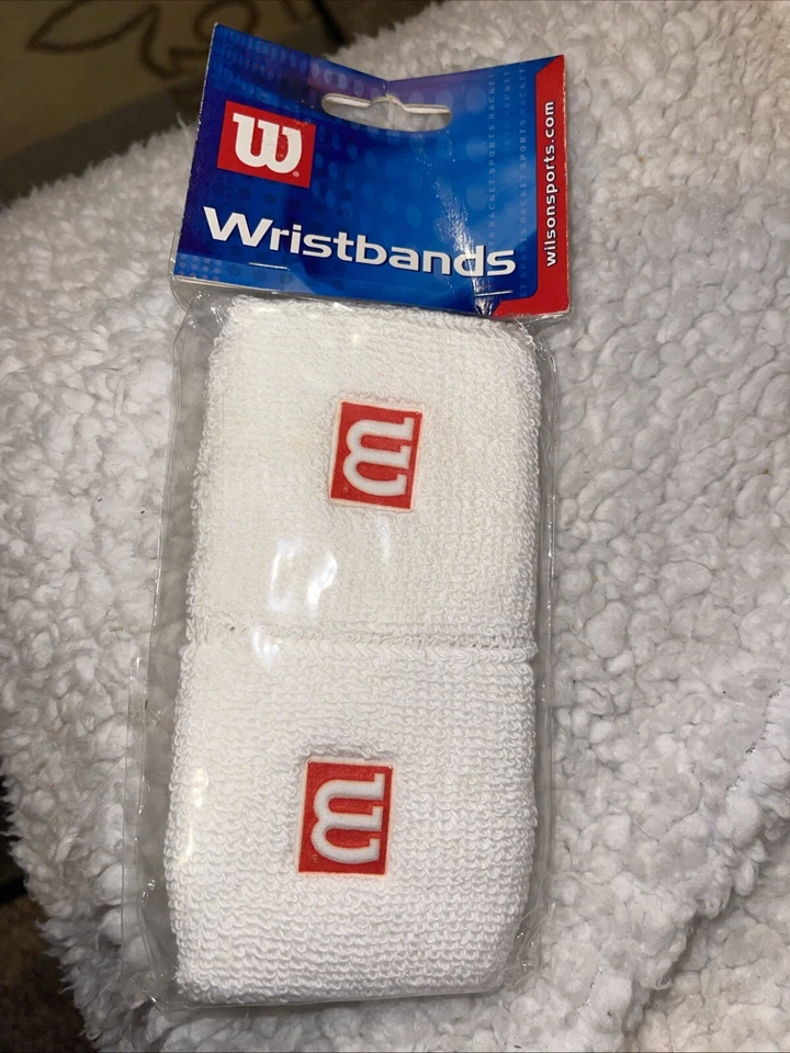 NWT Wilson Pack Of 2 White With Red Micro-Dry Wristbands Vintage - Image 1 of 2