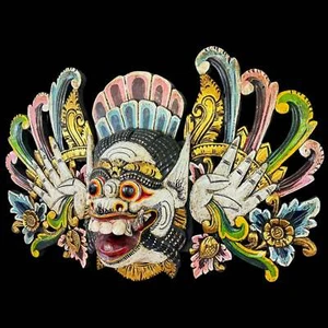 Balinese Mask Boma Barong Bhoma Protector Guardian Mask Polychrome Hand Carved - Picture 1 of 10