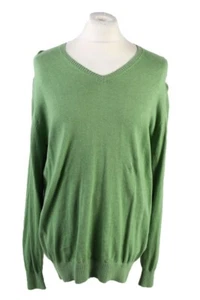 Pierre Cardin Pullover Jumper V Neck Warm Vintage Green XXL-IL1810 - Picture 1 of 4