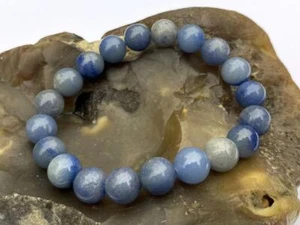 Natural Gemstone Men's Women's Elasticated Bracelet 10mm Blue Aventurine beads - Bild 1 von 4