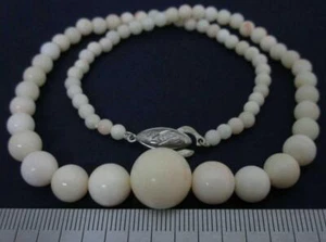 Natürliche Koralle Halskette Damen Accessoire Schmuck hellrosa weiß Perlen - Bild 1 von 10