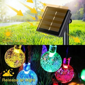 2PACK Outdoor Solar LED String Garden Lights Ball Crystal Decor Lamp Path Yard - Picture 1 of 15