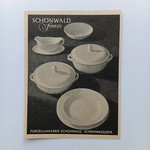 1951 Schönwald Porzellan Form 211, Werbeanzeige, Werbung, Reklame - Picture 1 of 1