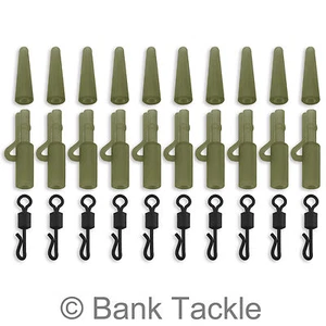 Juego de clips de plomo de cambio rápido aparejos de carpa 30 piezas verde trans talla 8 giratorios (AQ4) - Imagen 1 de 3