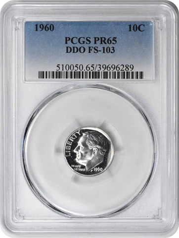 1960 Roosevelt Dime DDO FS-103 PRF65 PCGS Cover