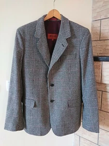 Vintage Missoni Blazer Wool Cashmere Checked Houndstooth Gray Burgundy Italy 52 - Picture 1 of 12