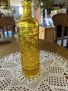 Set Of 2 Vintage Amber Grapevine Embossed Glass Bottle Decorative 11.5" - Picture 1 of 4