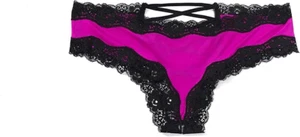 Dreamgirl Women's Cheeky Panty with Criss-Cross Back Hot Pink/Black Medium - Picture 1 of 2