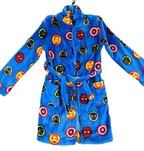 Marvel Avengers Sleepwear Robe Boys 12 Blue Fictional Characters Print Polyester - Picture 1 of 12