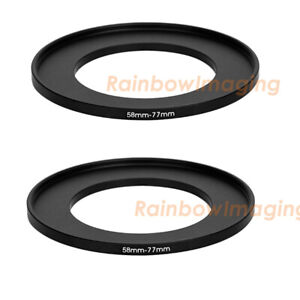(2 Pcs ) 58-77mm 58 mm to 77 mm Metal Step Up Lens Filter Ring Adapter US Seller
