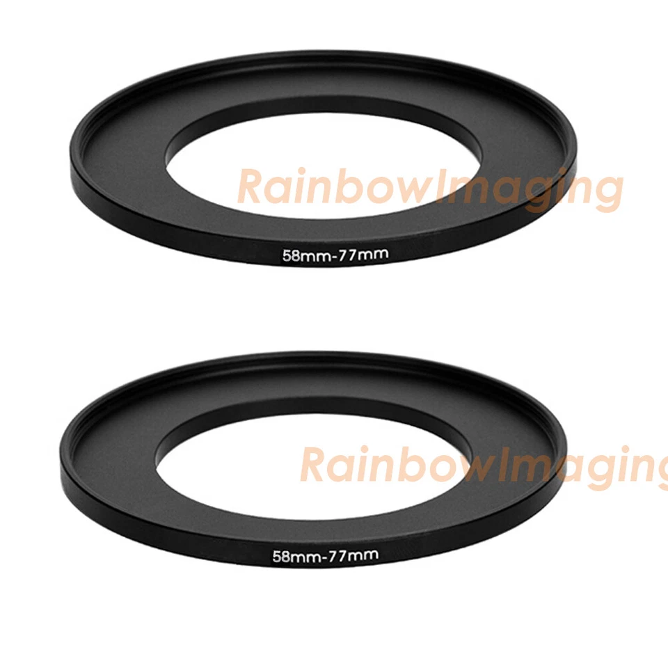 (2 Pcs ) 58-77mm 58 mm to 77 mm Metal Step Up Lens Filter Ring Adapter US Seller - Image 1 of 1