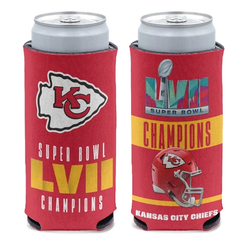 KANSAS CITY CHIEFS SUPER BOWL CHAMPS 12 0Z SELTZER SLIM CAN COOZIE COOLER HOLDER Cover
