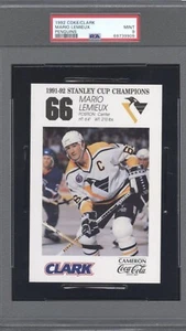 1992 COKE/CLARK Mario Lemieux Pittsburgh Penguins Hockey Card PSA 9 MINT POP 1 - Picture 1 of 2