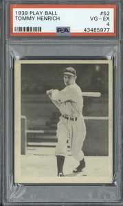1939 Play Ball #52 Tommy Henrich PSA 4