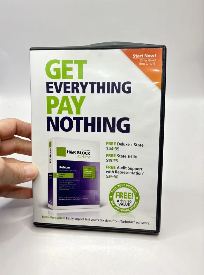 H&R Block At Home Deluxe + E-file + State 2012 Vintage Computer Program - Image 1 of 3