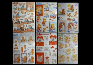 A4 3D Paper Tole Teddy Bear Heart Fishing Valentine Juggling Honey Garden Paint - Bild 1 von 14
