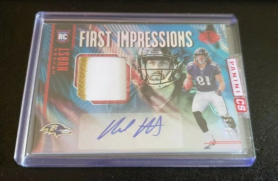 Hayden Hurst 2018 Panini Illusions First Impressions Red AUTO RC ROOKIE RAVENS - Image 1 of 2