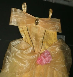 NEW Disney Girls 9 10 Yr Princess Belle Gold Deluxe Costume Dress Up Halloween - Picture 1 of 6