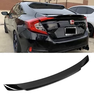 For 2016-2021 Honda Civic Sedan Highkick Duckbill Trunk Wing Spoiler GLOSS BLACK - Picture 1 of 10