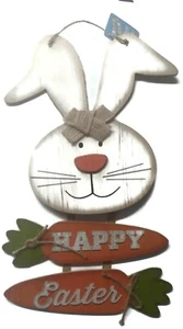 Insegna da parete HAPPY EASTER BUNNY con carote targa decorazione natalizia - Foto 1 di 5