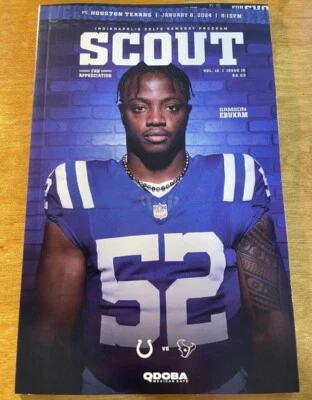 2024 INDIANAPOLIS COLTS SCOUT GAMEDAY PROGRAM 1/6/24 vs TEXANS Samson Ebukam NEW - Image 1 of 2