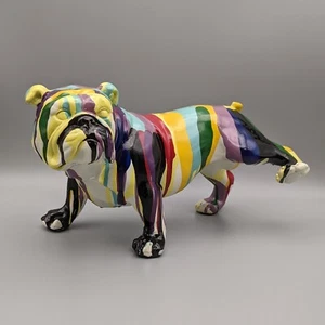Interior Illusions Graffiti Bulldogge mit Bein nach oben, 10" skurrile abstrakte Hundeskulptur - Bild 1 von 12