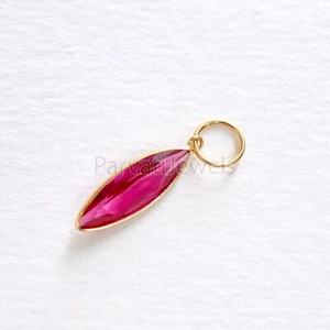 Pink Tourmaline Charm Solid 18k Gold Partywear Gift Womens Girls Charms Pendant - Picture 1 of 5