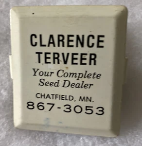 Chatfield MN Minnesota CLARENCE TERVEER Metall Werbung Saatgut Futter Farm Agri - Bild 1 von 3