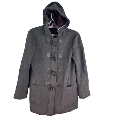 Chaqueta Brooks Brothers 346 Toggle con capucha mezcla de lana para mujer talla 6 gris Foto 1 de 4