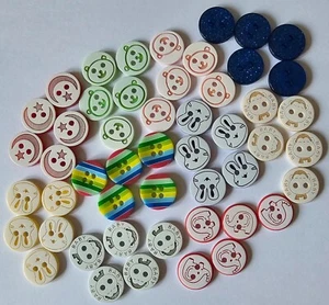 50 Buttons in 10 Different Designs All Size 13mm Rabbit Teddy - Ideal Baby Knits - Picture 1 of 3