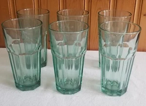Set 6 Vintage Libbey Gibraltar Spanish Green Glass Iced Tea Tumblers 6-1/4" EUC - Picture 1 of 2