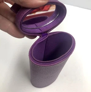 Glasses Make Up Case Purple Hard Shell Tube Shaped Mirror In Lid Makeup Case - Picture 1 of 8