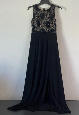 Vestido de Noche ENFOCUS STUDIO Negro Sin Mangas Semi-Formal con Floral Talla 4 Foto 1 de 4