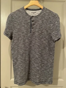 Express Henley Striped Short Sleeve Blue Shirt Size Small 2010’s Indie Sleaze - Picture 1 of 3