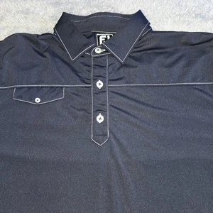 FootJoy FJ Polo Shirt Mens Large Blue Logo Lightweight Golf Rugby Athletic Fit - Picture 1 of 10