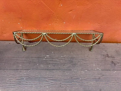 Vintage Gold Metal Glass Rope Tassel Design Wall Shelf Hollywood Regency - Image 1 of 4