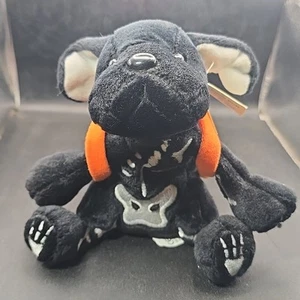 Ribbon Bone Ruff Paw Pals Collection Black Dog Plush Petco Halloween Backpack 5" - Picture 1 of 12