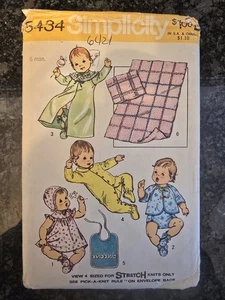 Vtg 1972 Simplicity sewing Pattern 5434 Babies Layette 6 Garments Sz 6 ms UNCUT - Picture 1 of 2